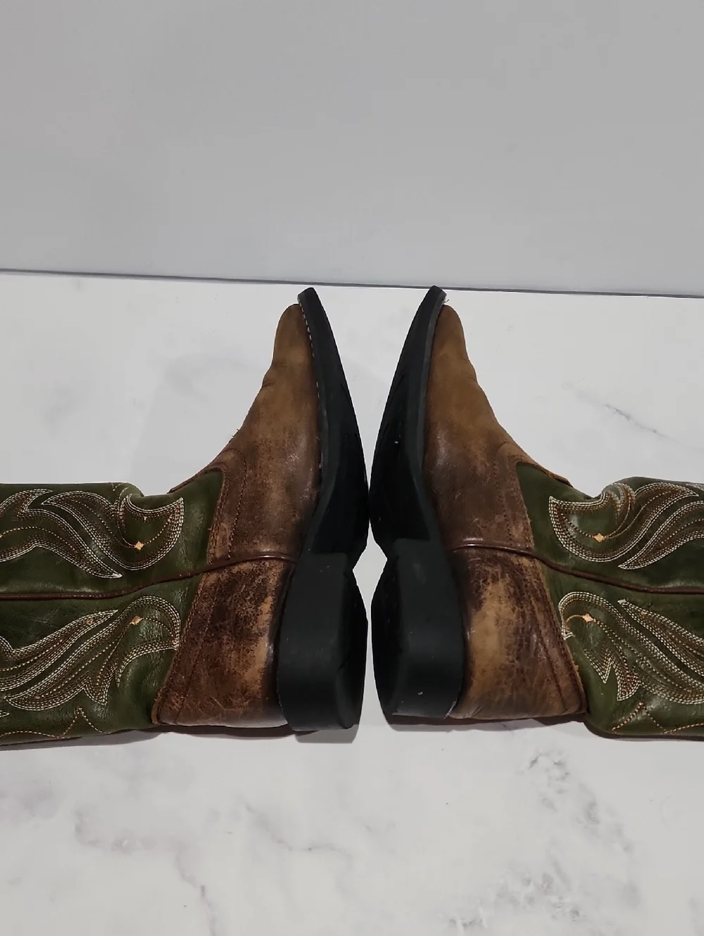 Rank 45  Western Cowboy Boots - Brown and Green